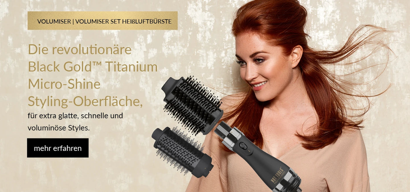 Volumiser Set Heißluftbürste Die revolutionäre Black Gold Titanium Micro-Shine Styling-Oberfläche für extra glatte schnelle und voluminöse Styles